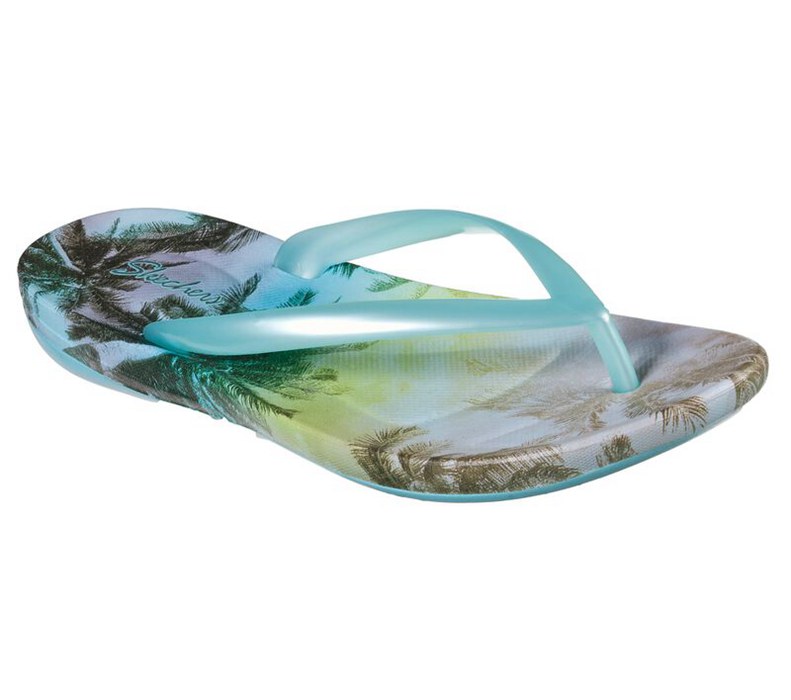 Skechers Bungalow - Hot Tropics - Womens Flip Flops Light Turquoise [AU-UZ5145]